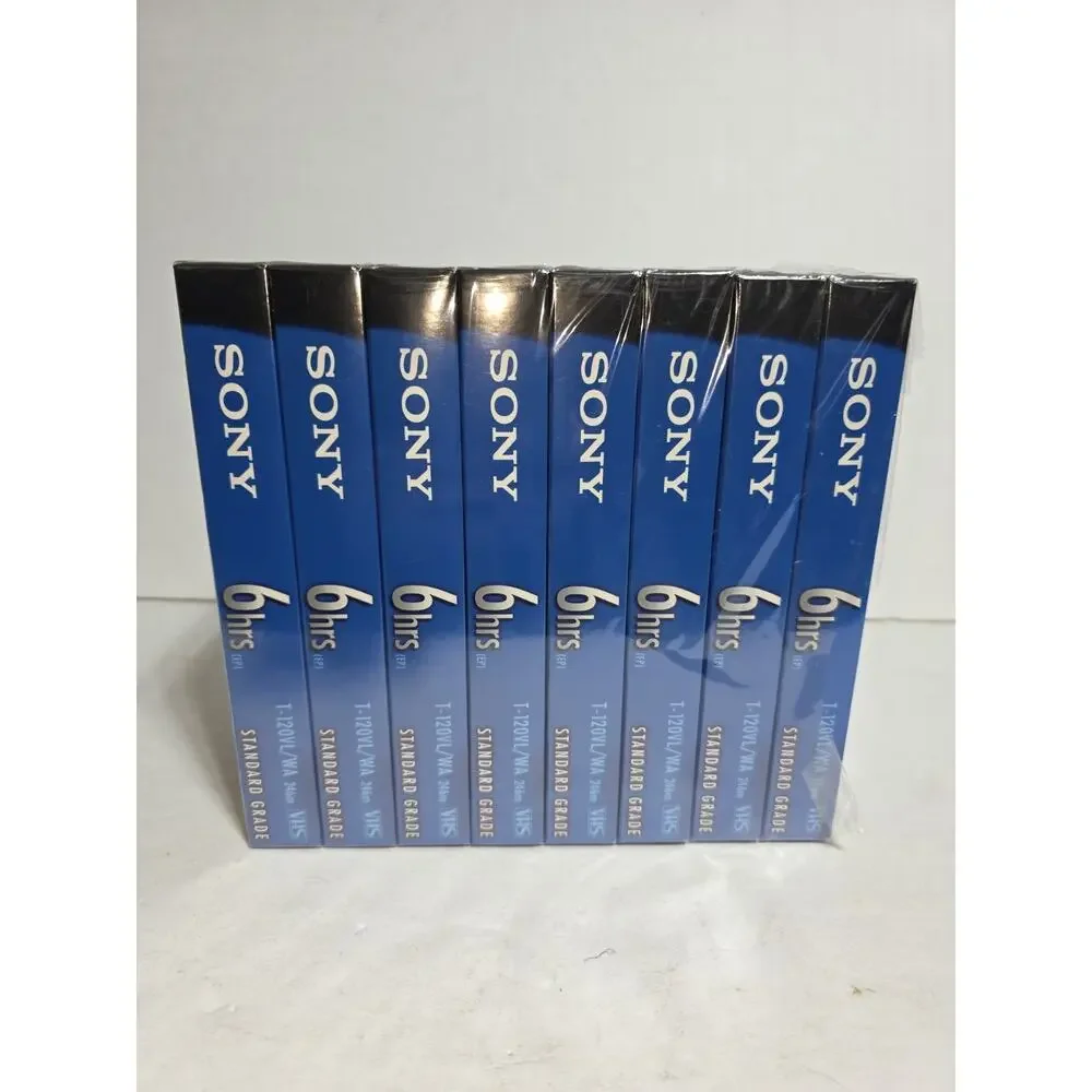 Sony VHS T-120 VL Standard Grade VHS Blank Tapes 8 Pack Factory Sealed 6 Hrs